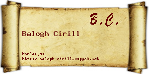 Balogh Cirill névjegykártya